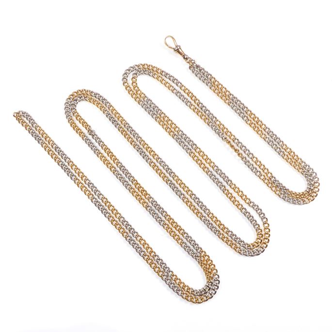 18ct gold and platinum curblink longchain necklace | MasterArt